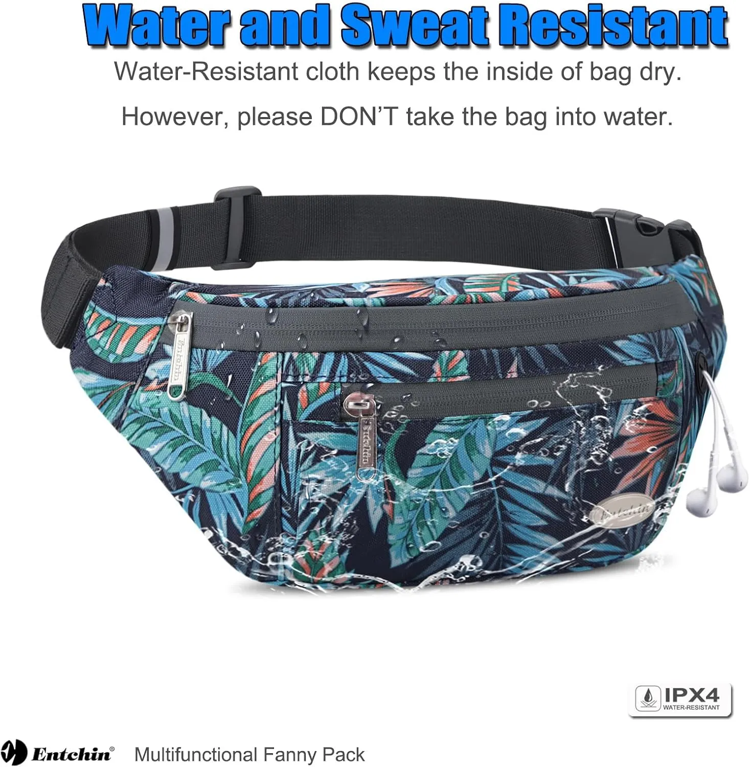 Entchin Fanny Pack for Women Men,Crossbody Belt Bag with 4-Zipper Pockets,Adjustable Waist Bag Pack,One of the Most Popular Travel Essential Gifts for Walking,Traveling,Cycling and Shopping
