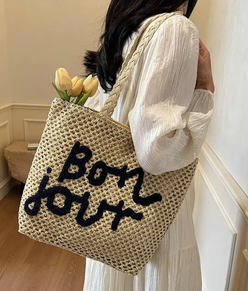 Epsion Large Summer Straw Tote Bag for Women Stylish Shoulder Bag Vegan Leather Purse Chic Handbags 2025