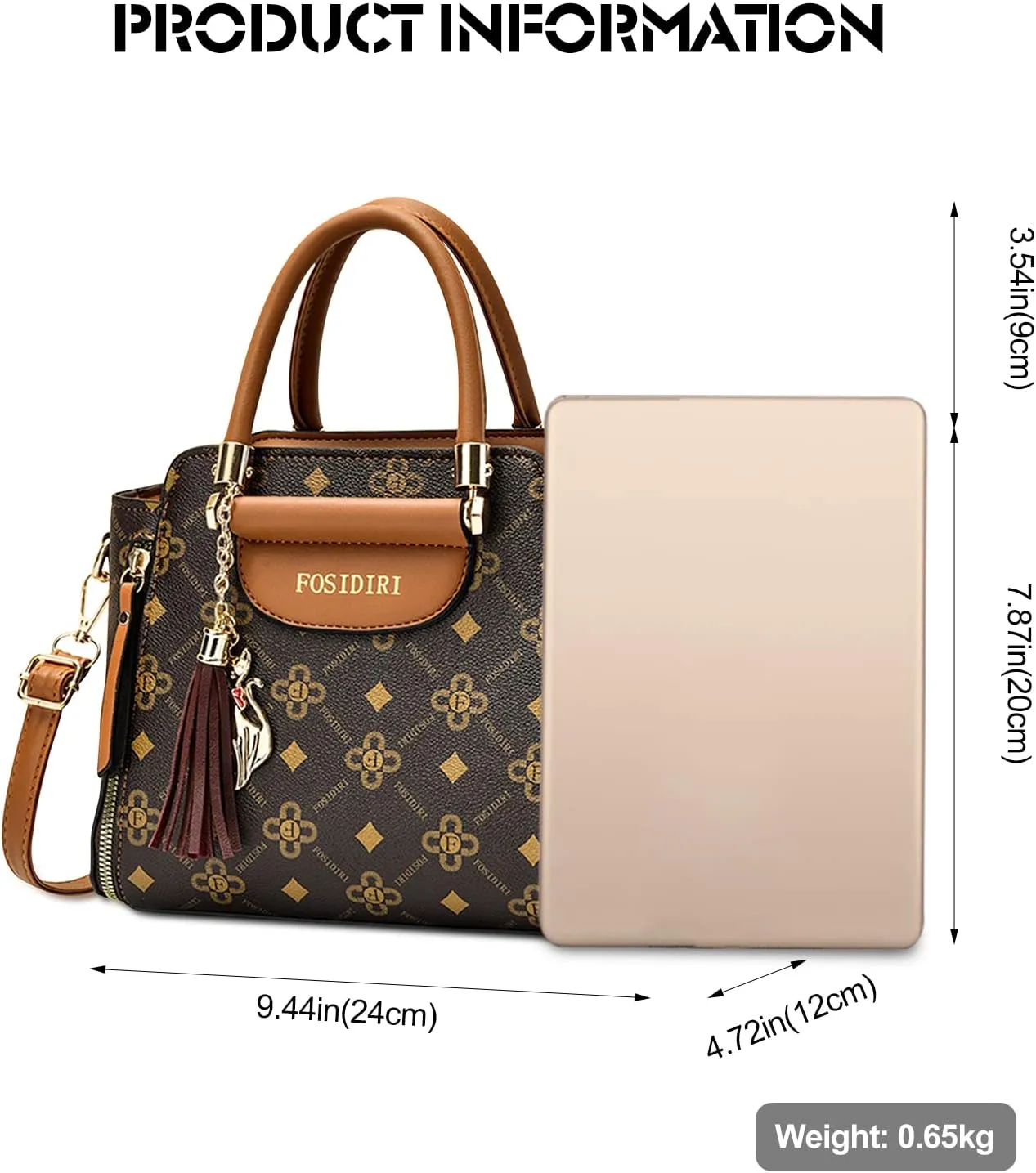 Ergocar 2022 New Women's Tote Handbags with Tassel Pendant, Fashion Vintage Tote Bag, Elegant Top-Handle Bag Boston Bag