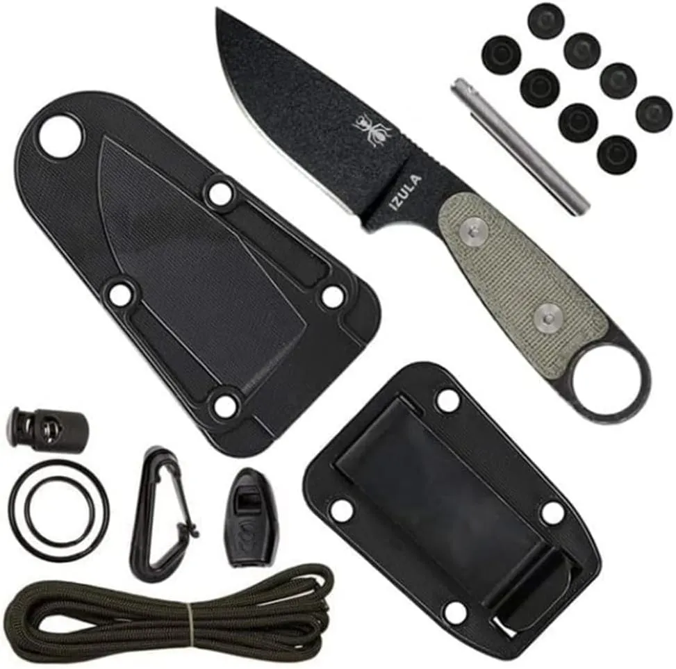 ESEE Black Izula w/Micarta Handles, Molded Polymer Sheath, and Survival Kit