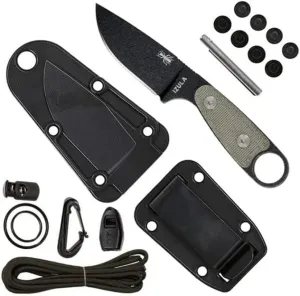 ESEE Black Izula w/Micarta Handles, Molded Polymer Sheath, and Survival Kit
