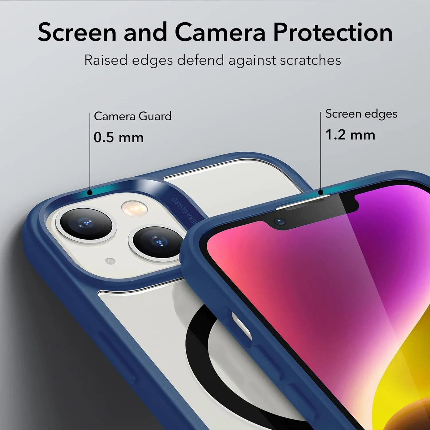 ESR for iPhone 14 Case/iPhone 13 Case, Compatible with MagSafe, Shockproof Military-Grade Protection, Magnetic Phone Case for iPhone 14/13, Classic Series (HaloLock), Clear Blue