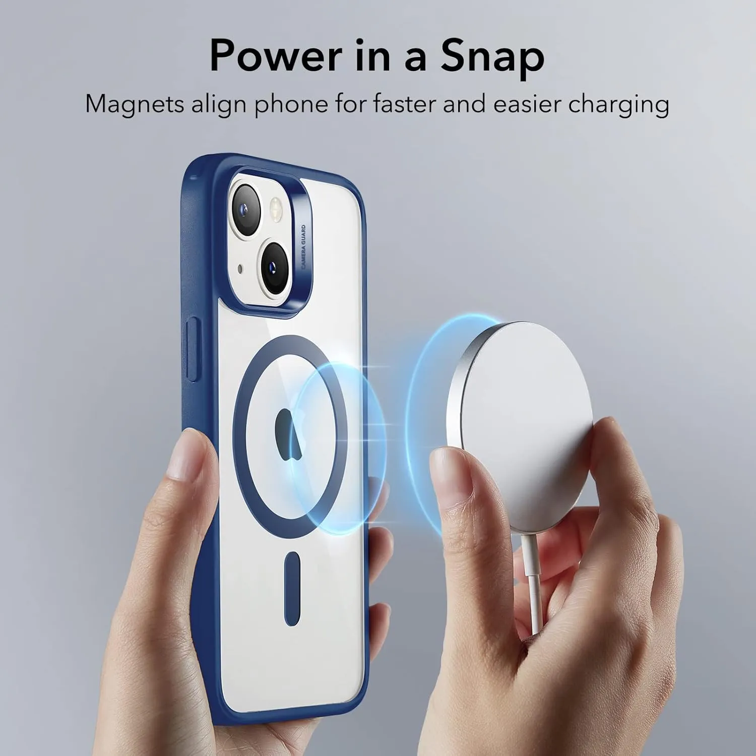 ESR for iPhone 14 Case/iPhone 13 Case, Compatible with MagSafe, Shockproof Military-Grade Protection, Magnetic Phone Case for iPhone 14/13, Classic Series (HaloLock), Clear Blue