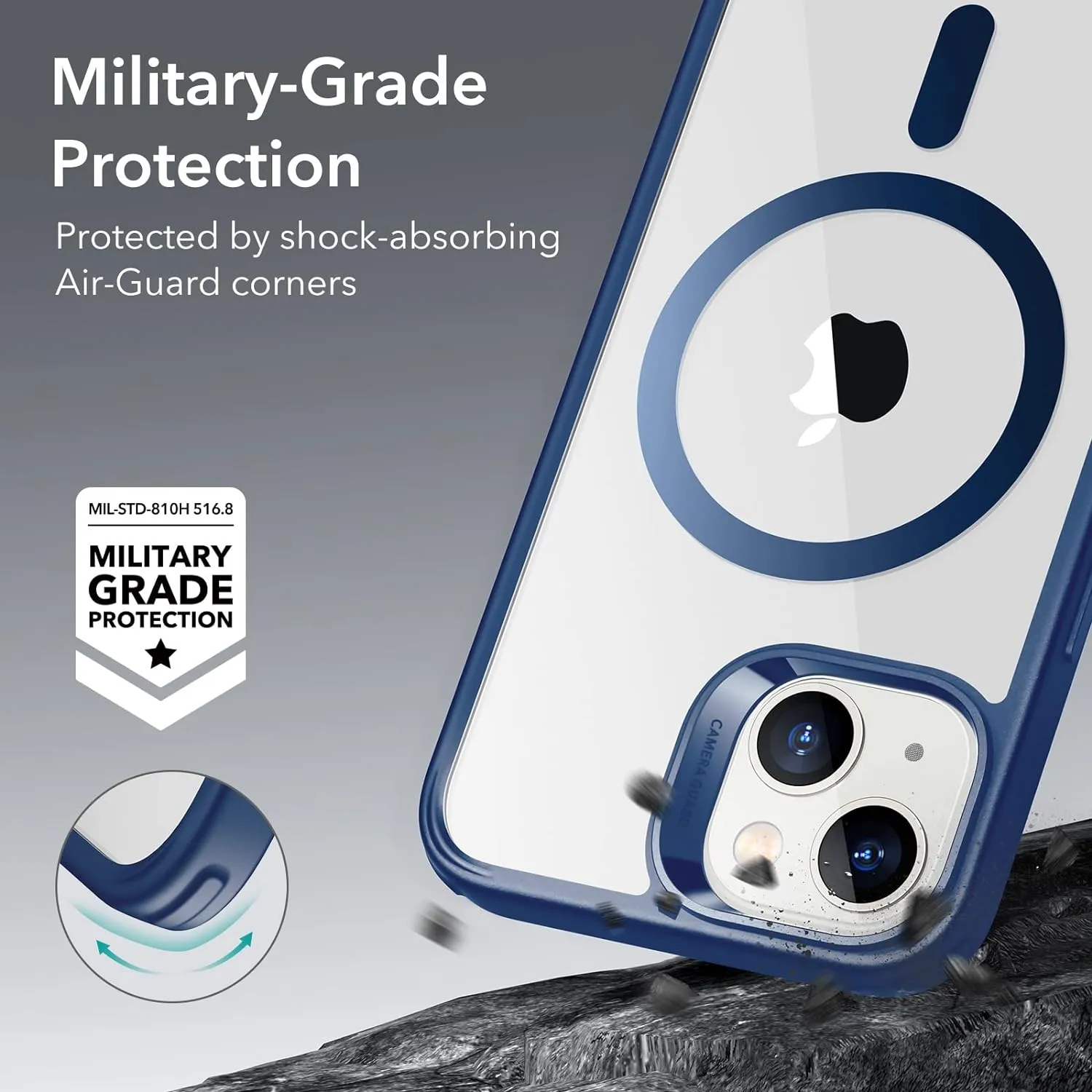 ESR for iPhone 14 Case/iPhone 13 Case, Compatible with MagSafe, Shockproof Military-Grade Protection, Magnetic Phone Case for iPhone 14/13, Classic Series (HaloLock), Clear Blue