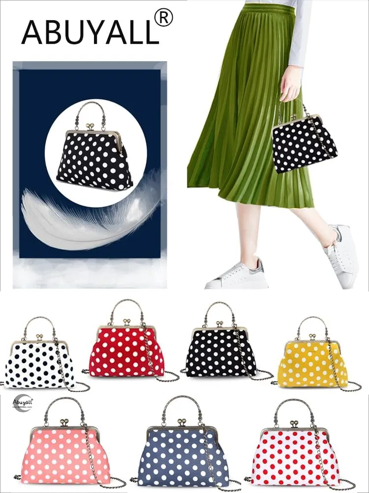 Evening Bag Vintage Purse Kiss Lock Purses and Handbags for Women Floral Canvas Handbag