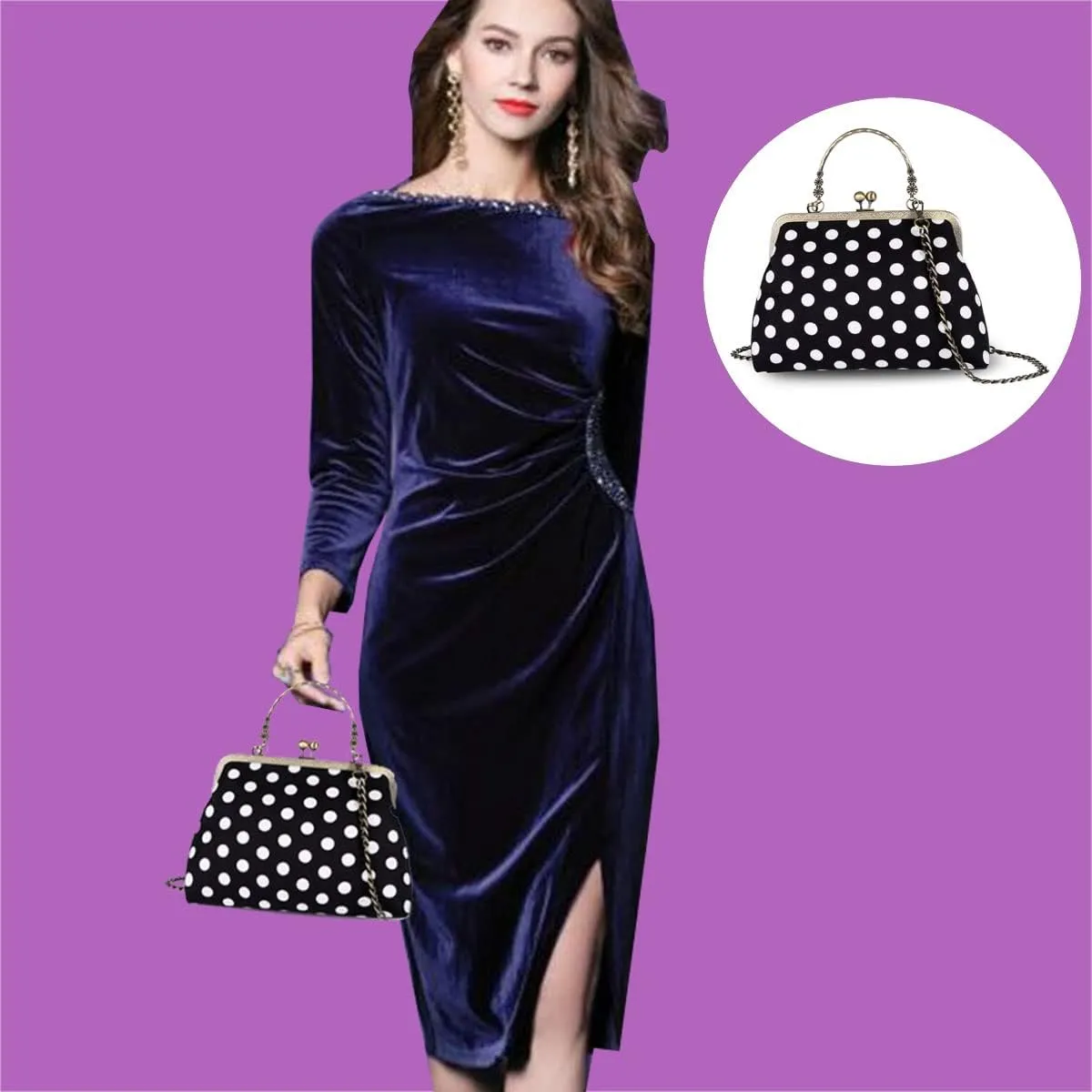 Evening Bag Vintage Purse Kiss Lock Purses and Handbags for Women Floral Canvas Handbag