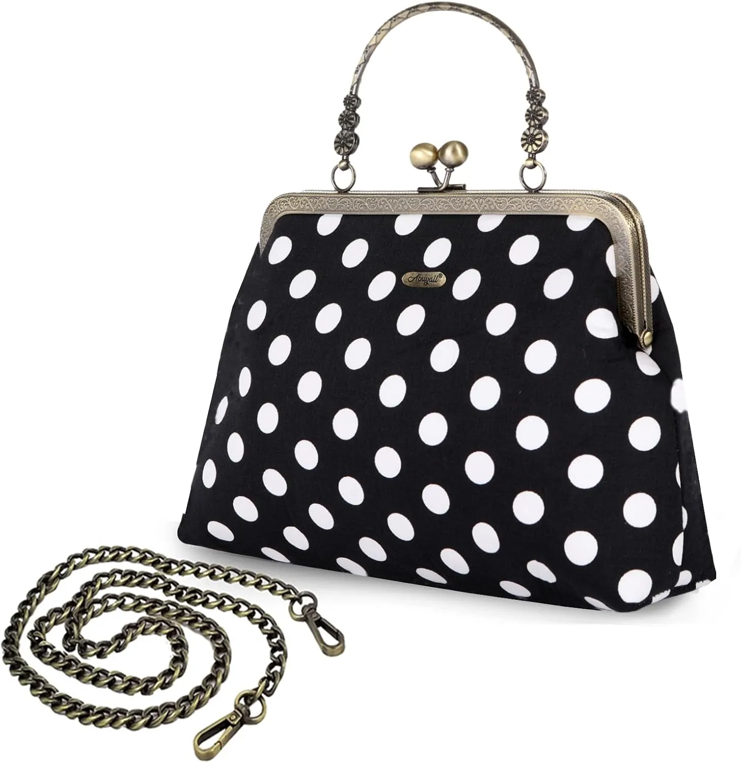 Evening Bag Vintage Purse Kiss Lock Purses and Handbags for Women Floral Canvas Handbag
