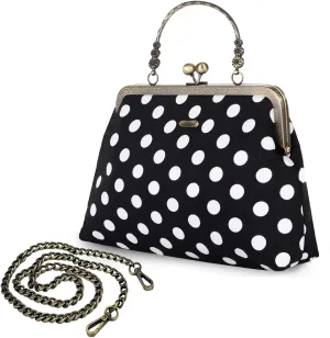 Evening Bag Vintage Purse Kiss Lock Purses and Handbags for Women Floral Canvas Handbag