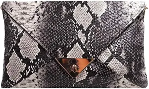 Evening Clutch Handbag Locking Buckle Hologram Satchel Purse Women Leather Crossbody Shoulder Envelope