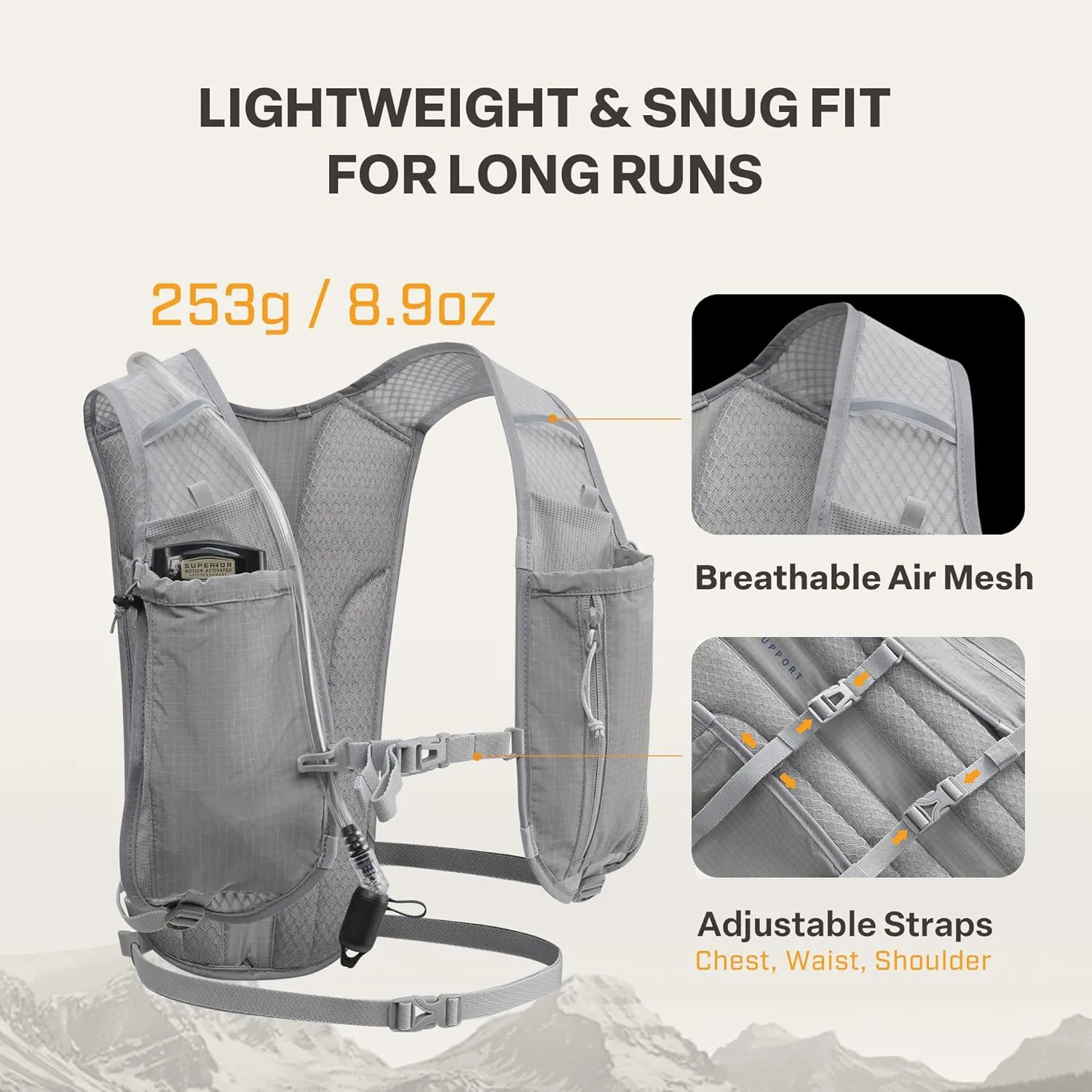 EVERFUN Hydration Backpack Running Vest Small Hiking Water Backpack with 1.5L Water Bladder for Women Men, Lightweight Dayhike Hydro Pack for Hiking, Trail Running, Bike Riding, Marathons