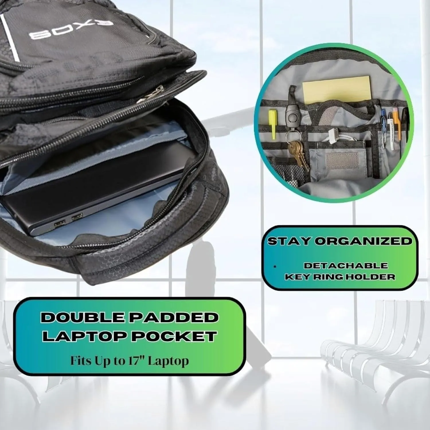 Exos Commuter Backpack - 29L Padded Laptop Backpack for Work - Backpack with Laptop Compartment - Fits Up To 17" Computers