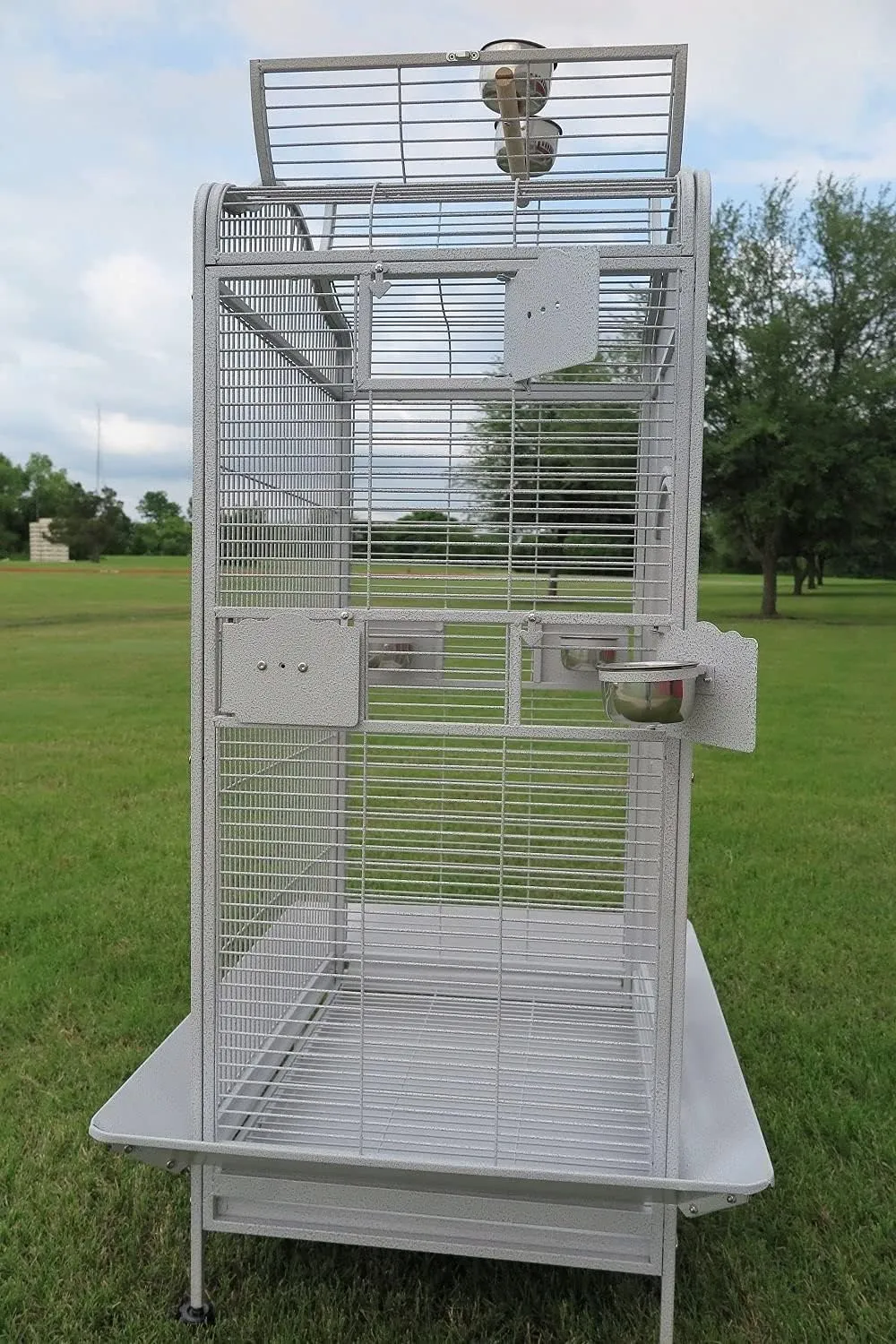 Extra Large Wrought Iron Open/Close Play Top Bird Parrot Cage, Include Metal Seed Guard Solid Metal Feeder Nest Doors Overall Dimensions: 35.25" Wx29.5"x62"H(with Seed Skirt)