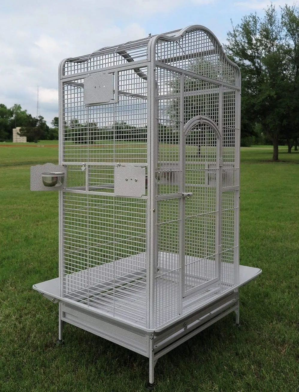 Extra Large Wrought Iron Open/Close Play Top Bird Parrot Cage, Include Metal Seed Guard Solid Metal Feeder Nest Doors Overall Dimensions: 35.25" Wx29.5"x62"H(with Seed Skirt)