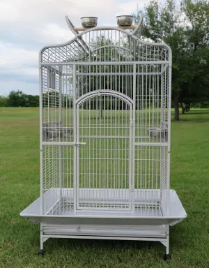 Extra Large Wrought Iron Open/Close Play Top Bird Parrot Cage, Include Metal Seed Guard Solid Metal Feeder Nest Doors Overall Dimensions: 35.25" Wx29.5"x62"H(with Seed Skirt)
