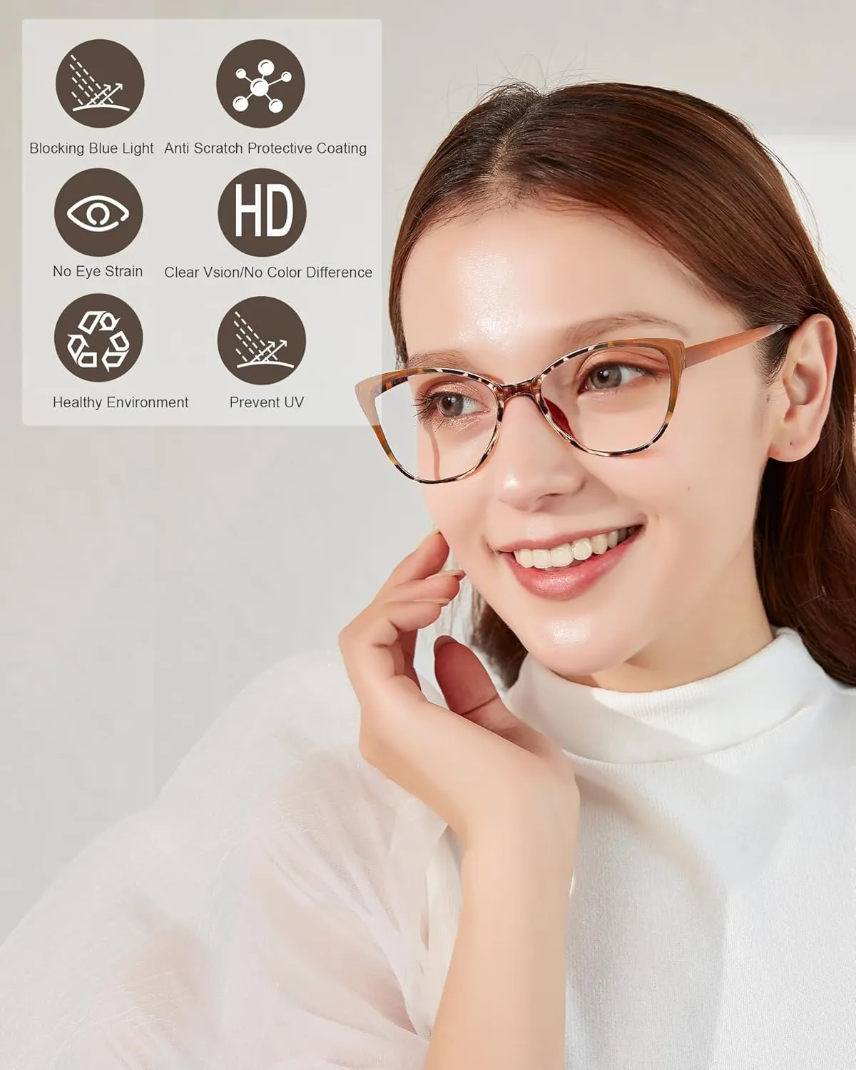 EYEURL 5 Pack Reading Glasses for Women-Cat Eye Blue Light Blocking Readers Fashion Computer Glasses with Spring Hinge Anti-Glare Readers for Women 2.5