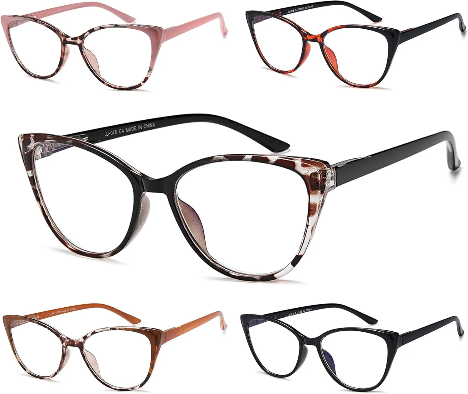 EYEURL 5 Pack Reading Glasses for Women-Cat Eye Blue Light Blocking Readers Fashion Computer Glasses with Spring Hinge Anti-Glare Readers for Women 2.5