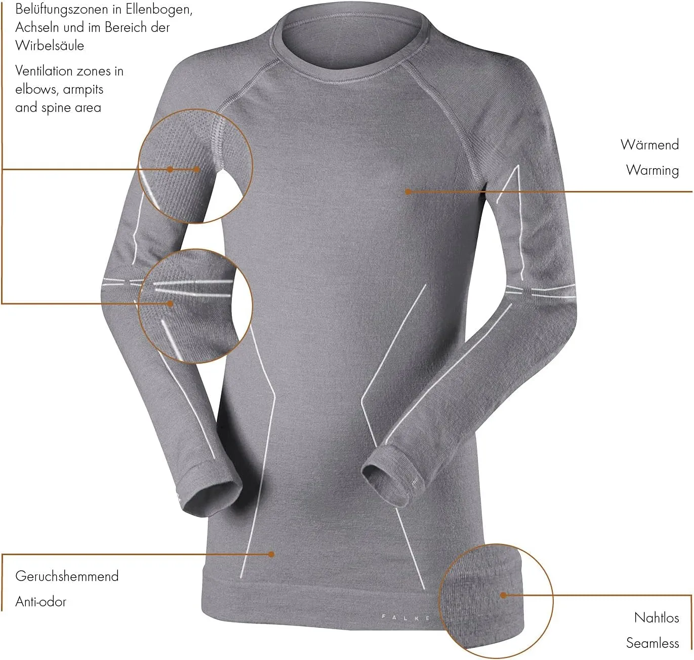FALKE Unisex Kids Wool Tech. Base Layer Top, 1 Piece