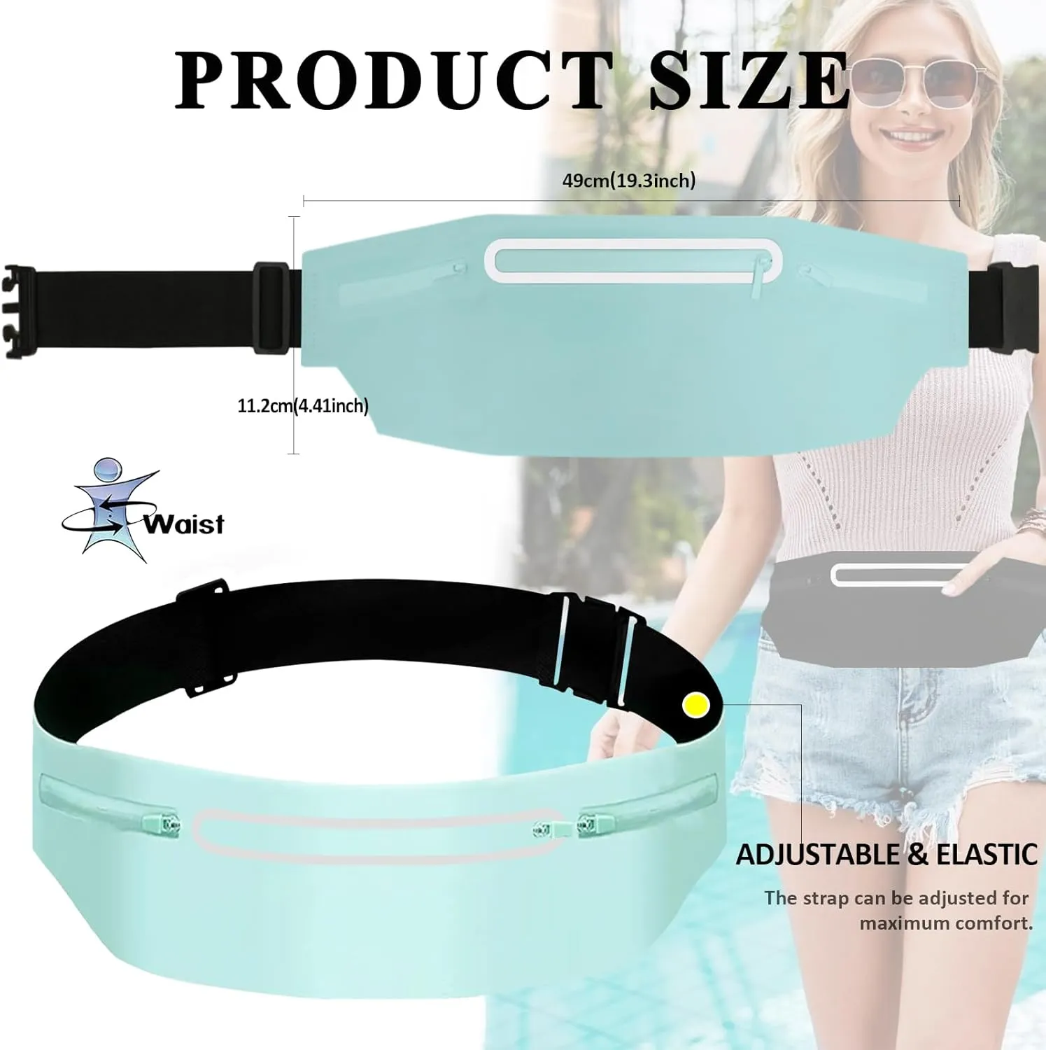 Fanny Pack Crossbody Bags for Women Men Waist Bag Pouch, Waterproof Running Belt Bag Extended Strap Phones Pocket, Slim Waist Pack for Hiking Workouts Travel Dog Walking Hydration Sports Blue