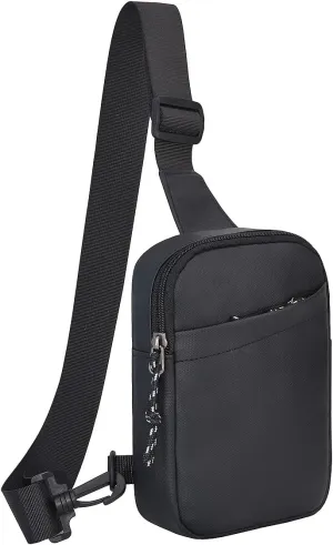 Fanny Pack - Small Sling Bag for Men & Women, Water-resistant Travel Crossbody Chest Bag - Black