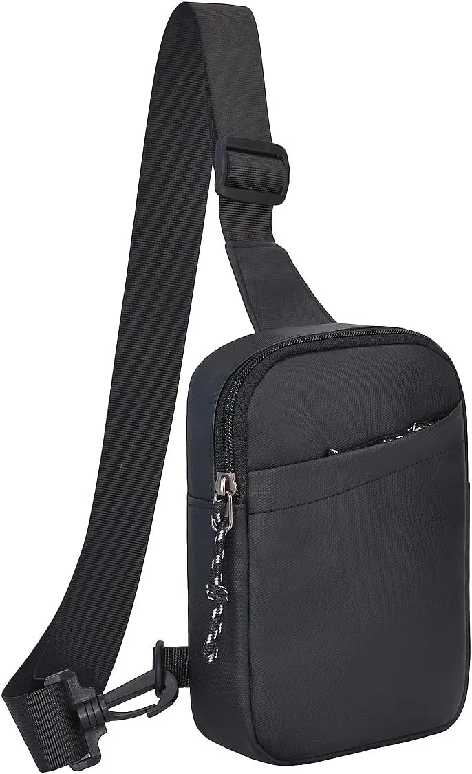 Fanny Pack - Small Sling Bag for Men & Women, Water-resistant Travel Crossbody Chest Bag - Black