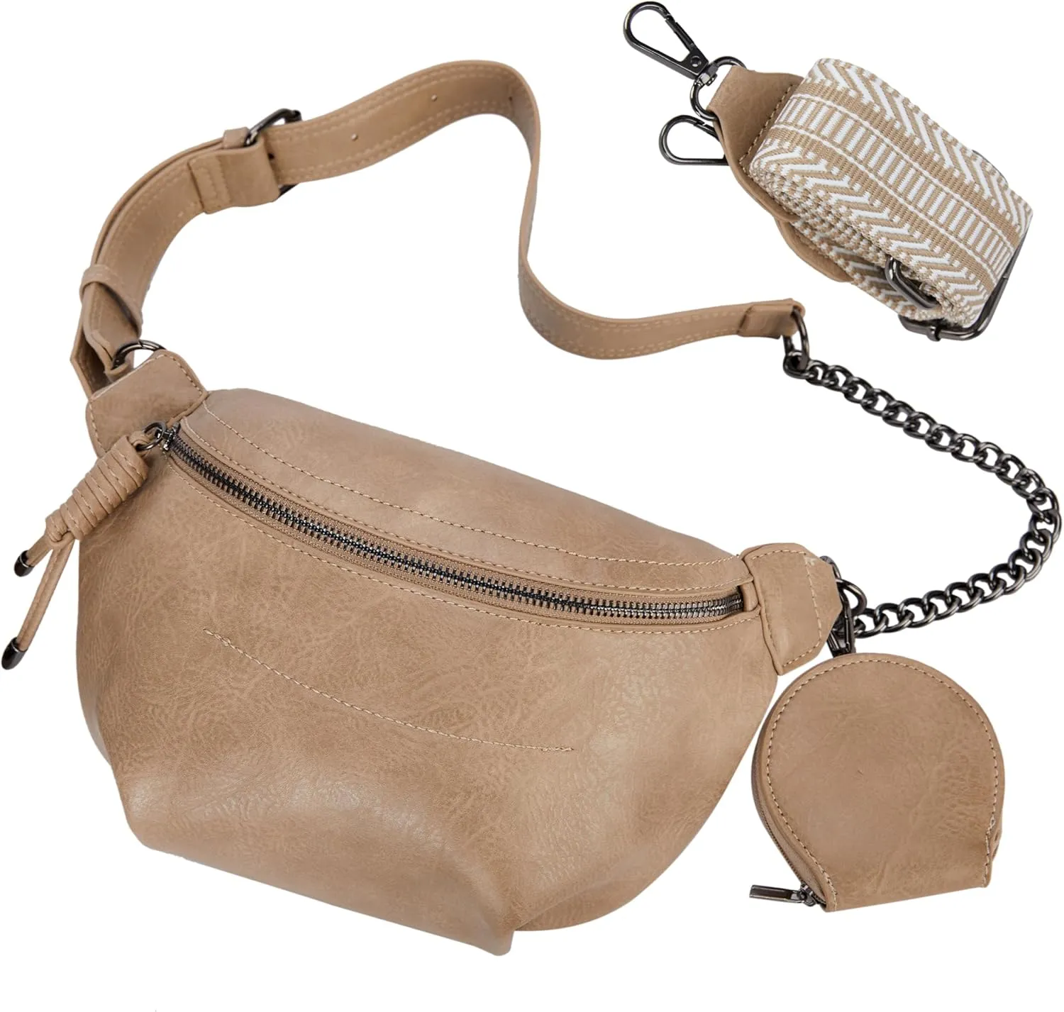 Fanny Packs Waist Bag for Women-Fashion Crossbody Bags Chest Purses Belt Bag with 2 Adjustable Strap (B-Apricot)