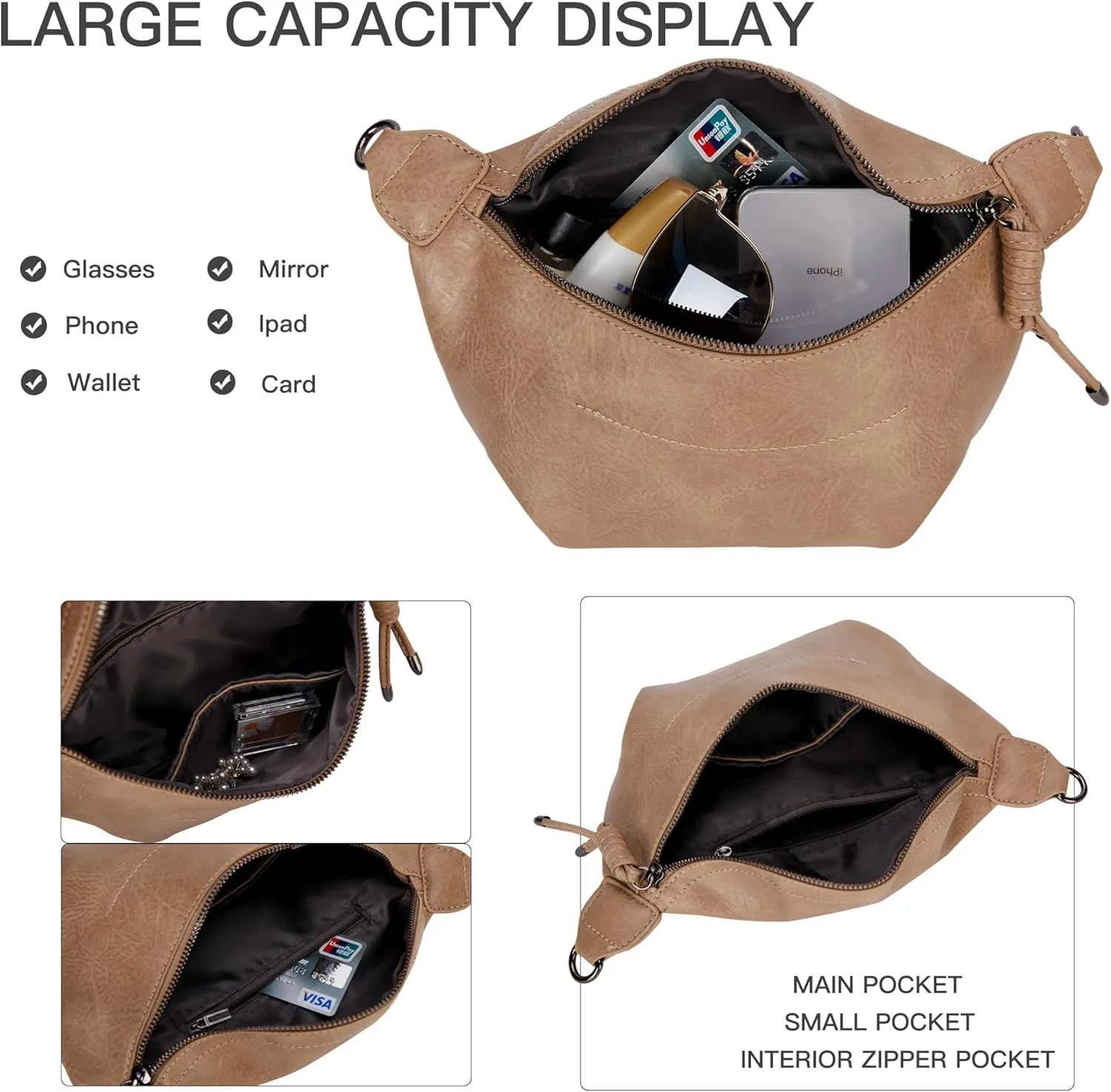 Fanny Packs Waist Bag for Women-Fashion Crossbody Bags Chest Purses Belt Bag with 2 Adjustable Strap (B-Apricot)