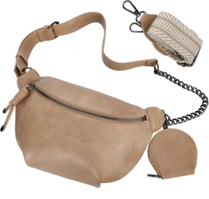 Fanny Packs Waist Bag for Women-Fashion Crossbody Bags Chest Purses Belt Bag with 2 Adjustable Strap (B-Apricot)