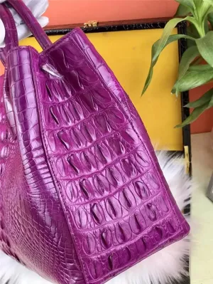 Fashion Lady Purple Purse Authentic Alligator Skin Women's Totes Handbag Genuine Crocodile Leather Female Large Shoulder Bag