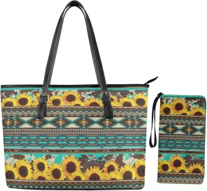 Fashion Purses and Wallets Set for Women 2 Piece Tote Bag Large Capacity Travel Totes