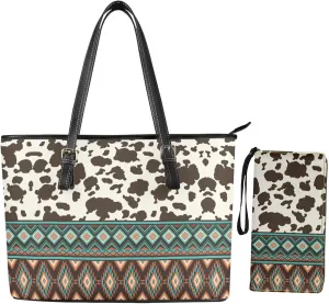 Fashion Purses and Wallets Set for Women 2 Piece Tote Bag Large Capacity Travel Totes