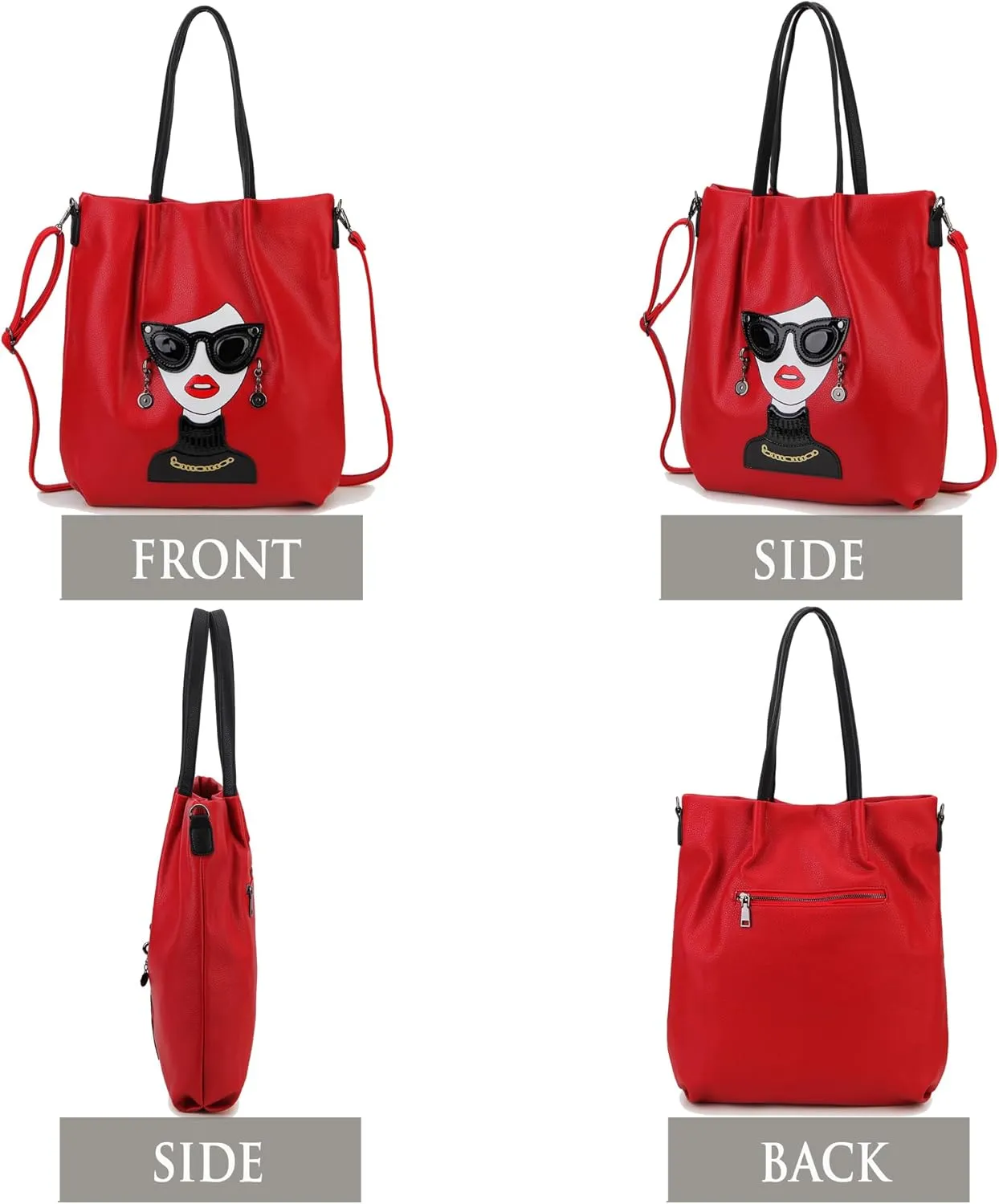 Fashion Purses for Women Novelty Lady Face Top Handle Satchel Handbags Funky Shoulder Bag Tote Bag