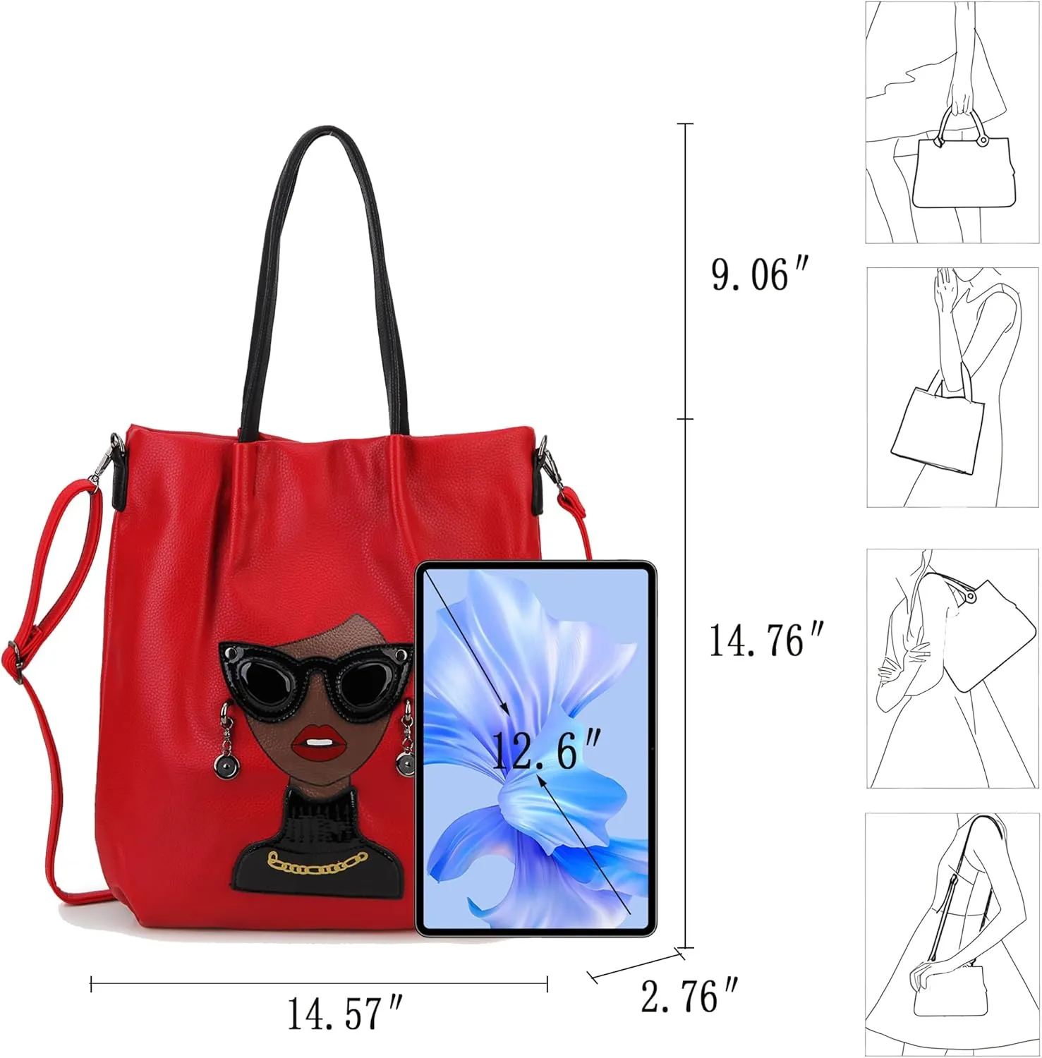 Fashion Purses for Women Novelty Lady Face Top Handle Satchel Handbags Funky Shoulder Bag Tote Bag