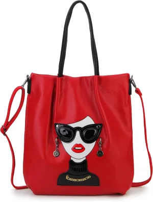 Fashion Purses for Women Novelty Lady Face Top Handle Satchel Handbags Funky Shoulder Bag Tote Bag