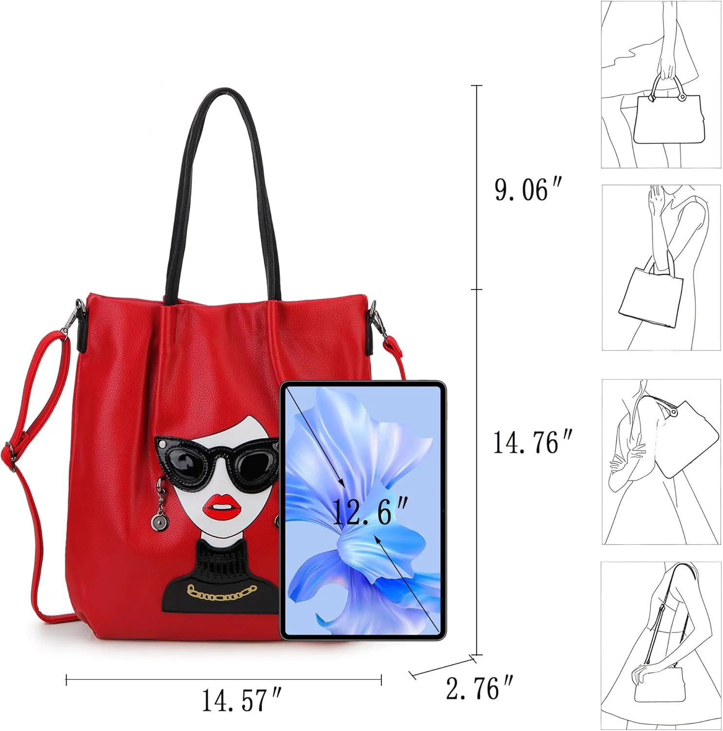 Fashion Purses for Women Novelty Lady Face Top Handle Satchel Handbags Funky Shoulder Bag Tote Bag