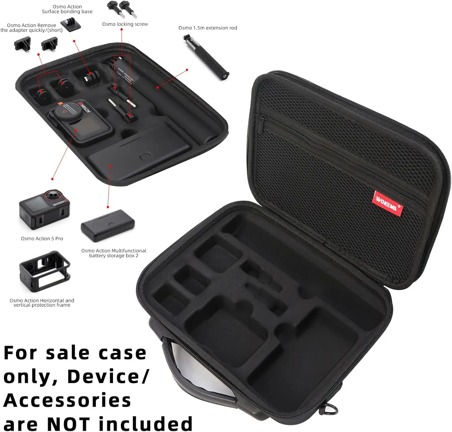 Father&I Osmo Camera 5 Pro Len Action 4 Action 3 Accessories&Adhesive Mount&Stick Thread Only Carry-ing Protective Case Hard Storage Bag Holder Outdoor for DJI Crossbody&Two Way Zipper, Black