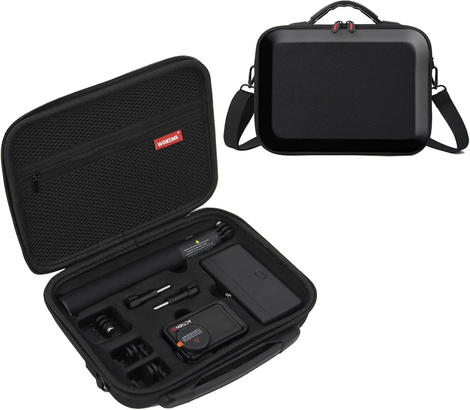 Father&I Osmo Camera 5 Pro Len Action 4 Action 3 Accessories&Adhesive Mount&Stick Thread Only Carry-ing Protective Case Hard Storage Bag Holder Outdoor for DJI Crossbody&Two Way Zipper, Black