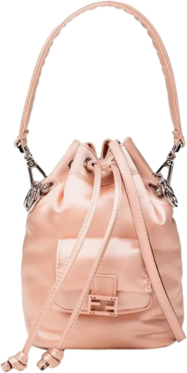 FENDI Mon Tresor Baguette Baby Pink Nylon Bucket Mini Crossbody Bag