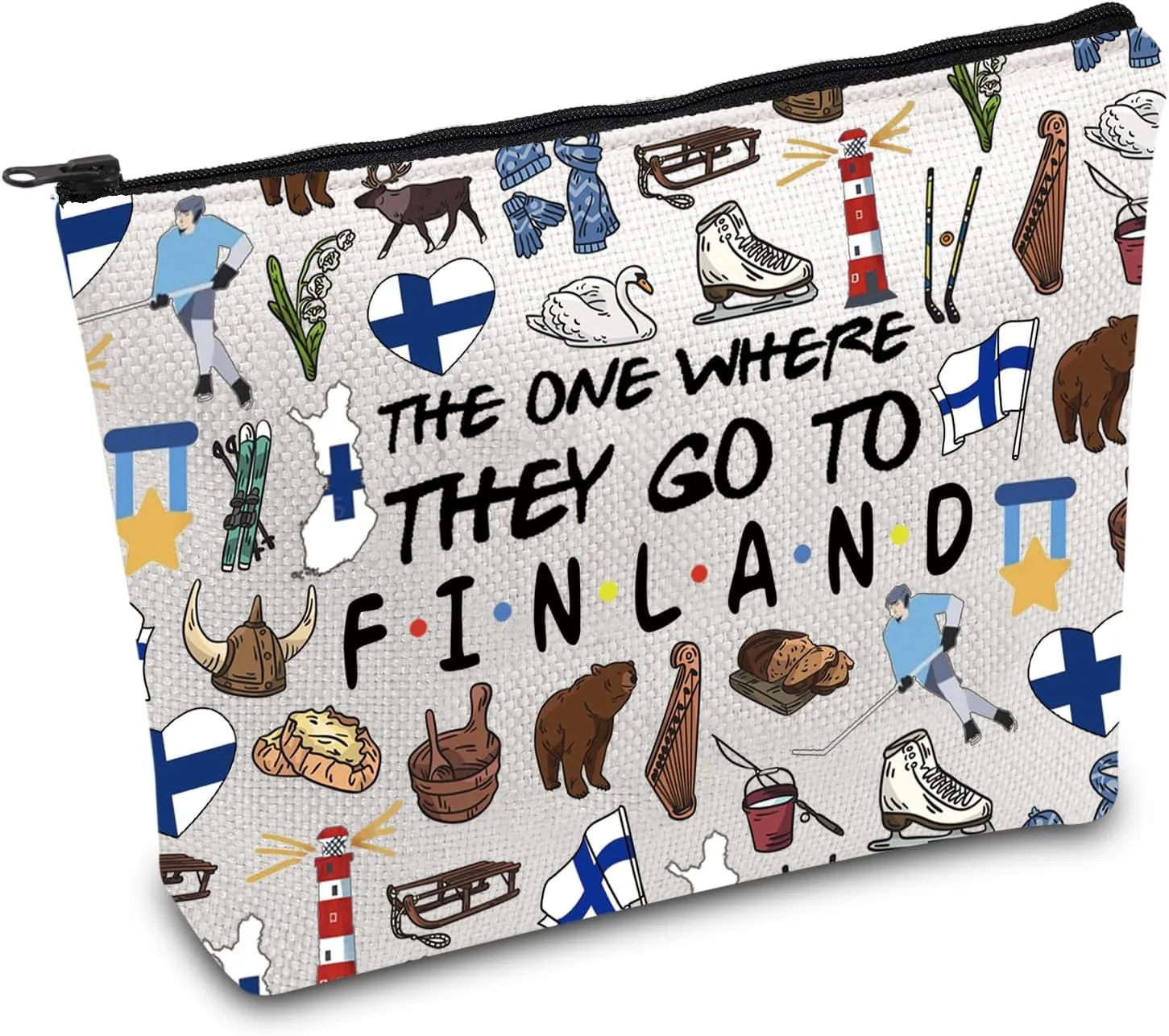Finland Trip Makeup Bag Finnish Travel Gift Finland Souvenir Gift Finland Travel Bag Housewarming Gift (FINLAND)