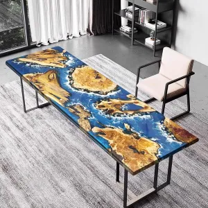 Fir Wood Custom Large Resin Epoxy Table, Epoxy River Table, Natural Wood, Wooden Office Desk, Meeting, Kitchen, Dining Room, Living Room, Home Decor