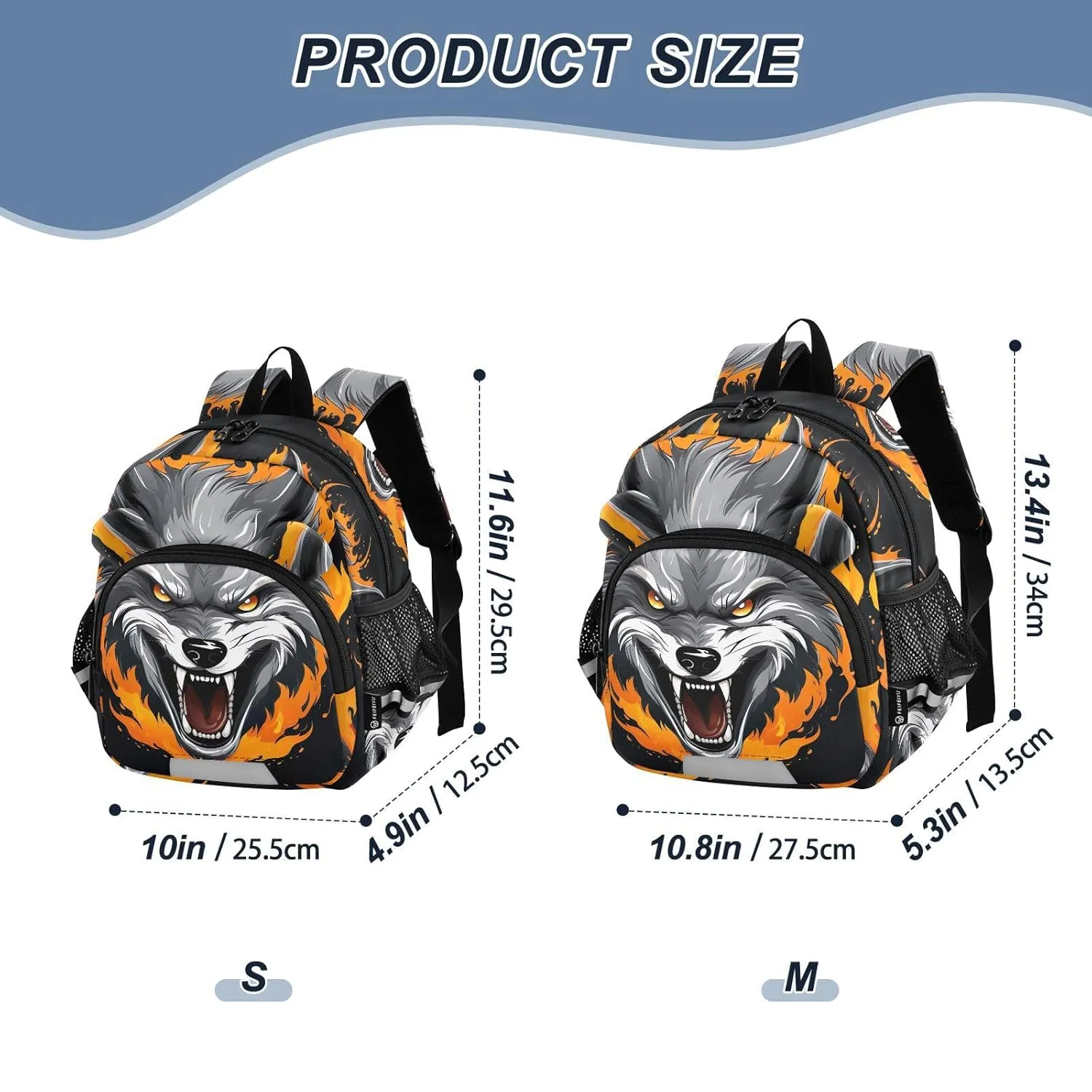 Fire Wildlife Wolf Painting Toddler Harness Backpack for Boys Girls 3-6 Years Kids Backpack with Anti Lost Safety Leash Baby Travel Bag for Travel Walking Preschool