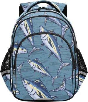 Fisyme Marine Tuna Fish Backpack Laptop Back Pack Daycare Bag Bookbags Travel School Backpacks Small