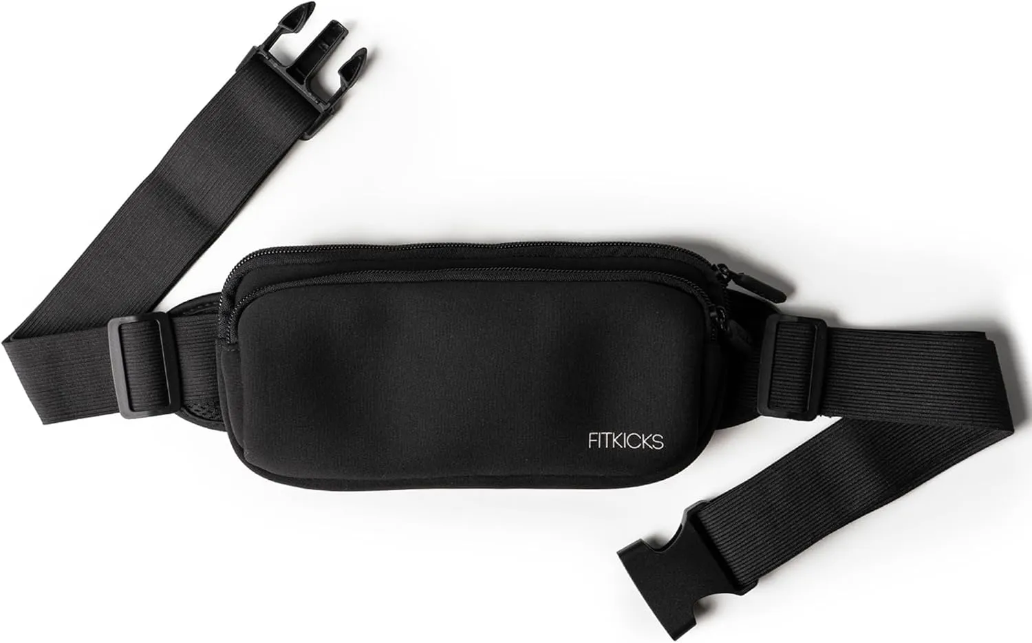 FITKICKS Fitzip Belt Bag and Crossbody Fanny Pack, Waist Pouch with Adjustable Strap - Black