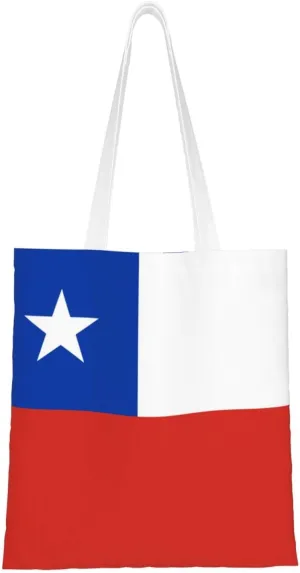 Flag of Chile Tote Bag for Women Canvas Shopping Bags Reusable Large Capacity Casual Shoulder Handbags Grocery Bags DIY Gift Bags