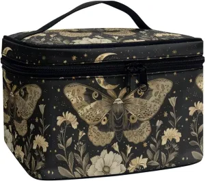 Flashideas Moth Leopard Large Capacity Travel Toiletry Bag Multifunctional Zipper Makeup Organizer Makeup Bag for Purse Toiletry Bag for Skincare Makeup Organizer Bag