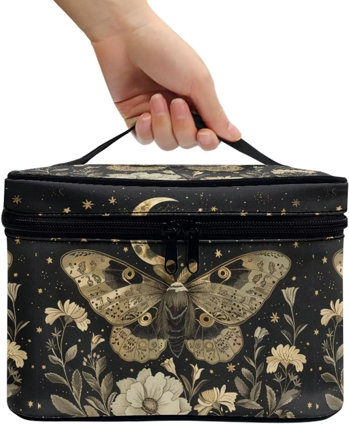 Flashideas Moth Leopard Large Capacity Travel Toiletry Bag Multifunctional Zipper Makeup Organizer Makeup Bag for Purse Toiletry Bag for Skincare Makeup Organizer Bag