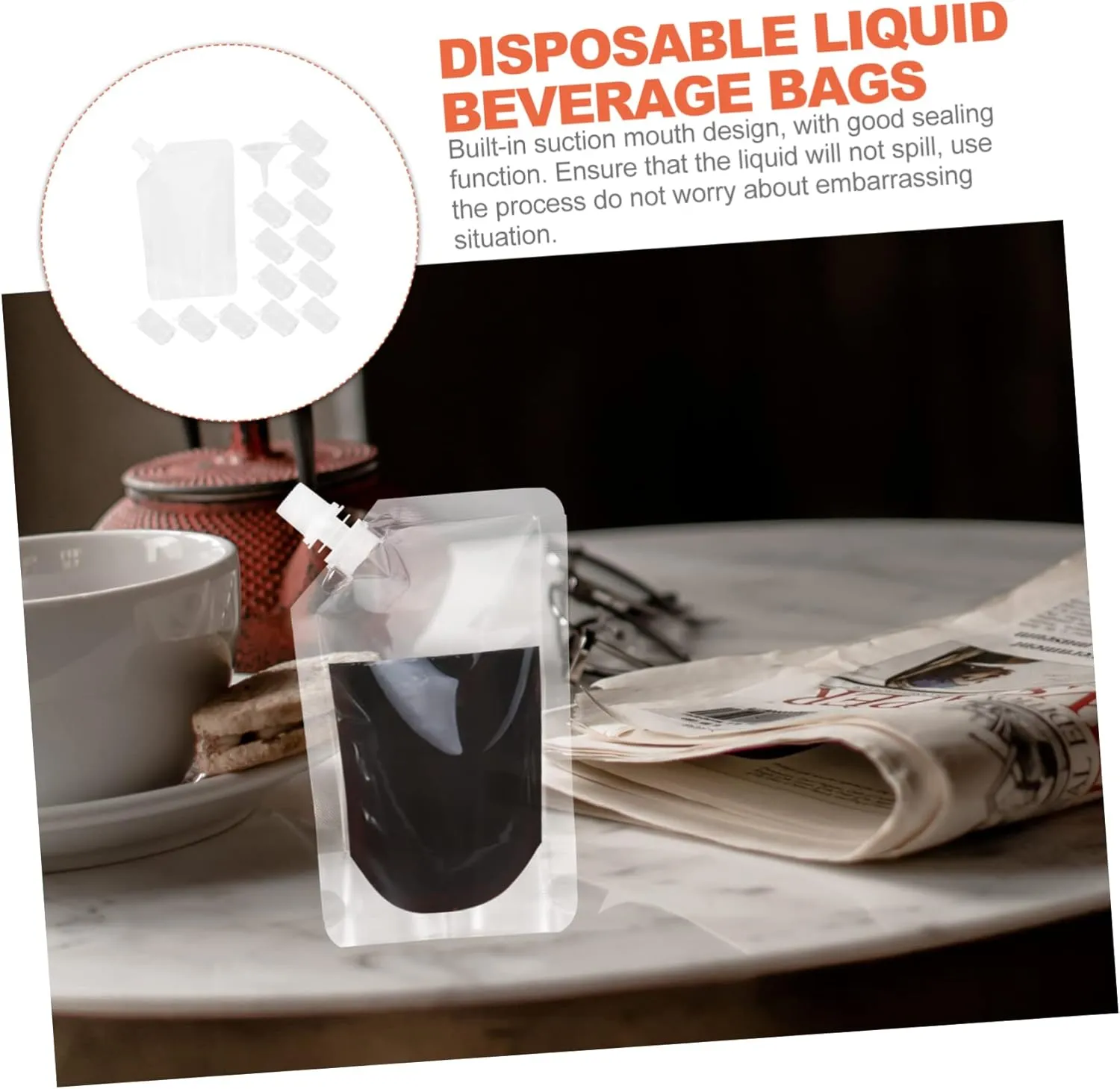 Flexible 1 Set of Plastic Juice Bags Leak Proof Travel Drink Containers