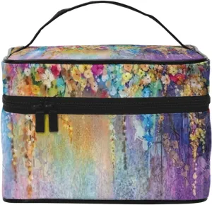 Floral Shrubs Print Makeup Bag Cute Cosmetic Bag Zipper Organizer Pouches For Travel Essentials