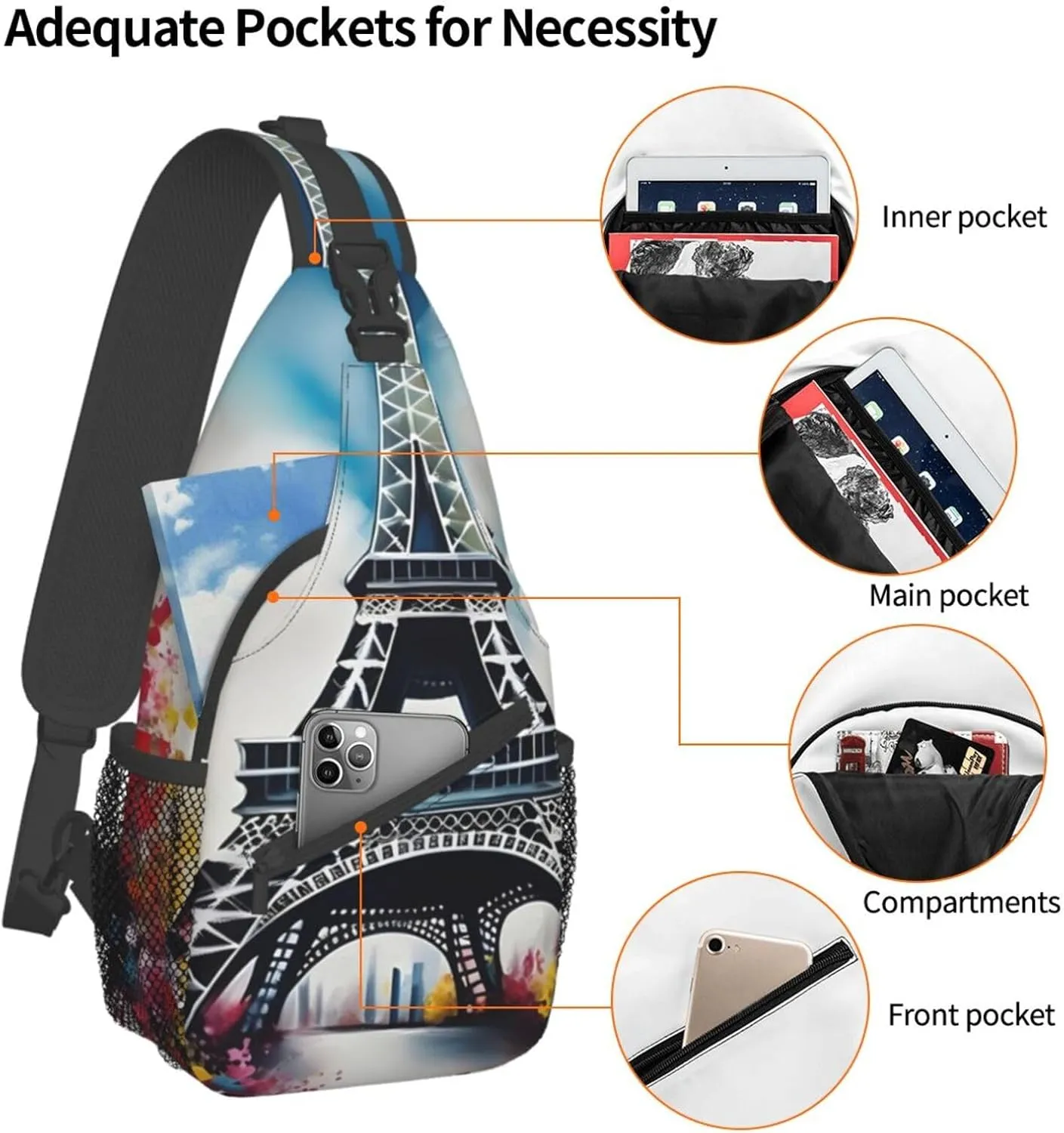 Flowers Skull Ornamental Pattern Unisex Daypack Chest Pack â€“ Lightweight & Stylish Hiking Rucksack, Versatile Messenger Bag