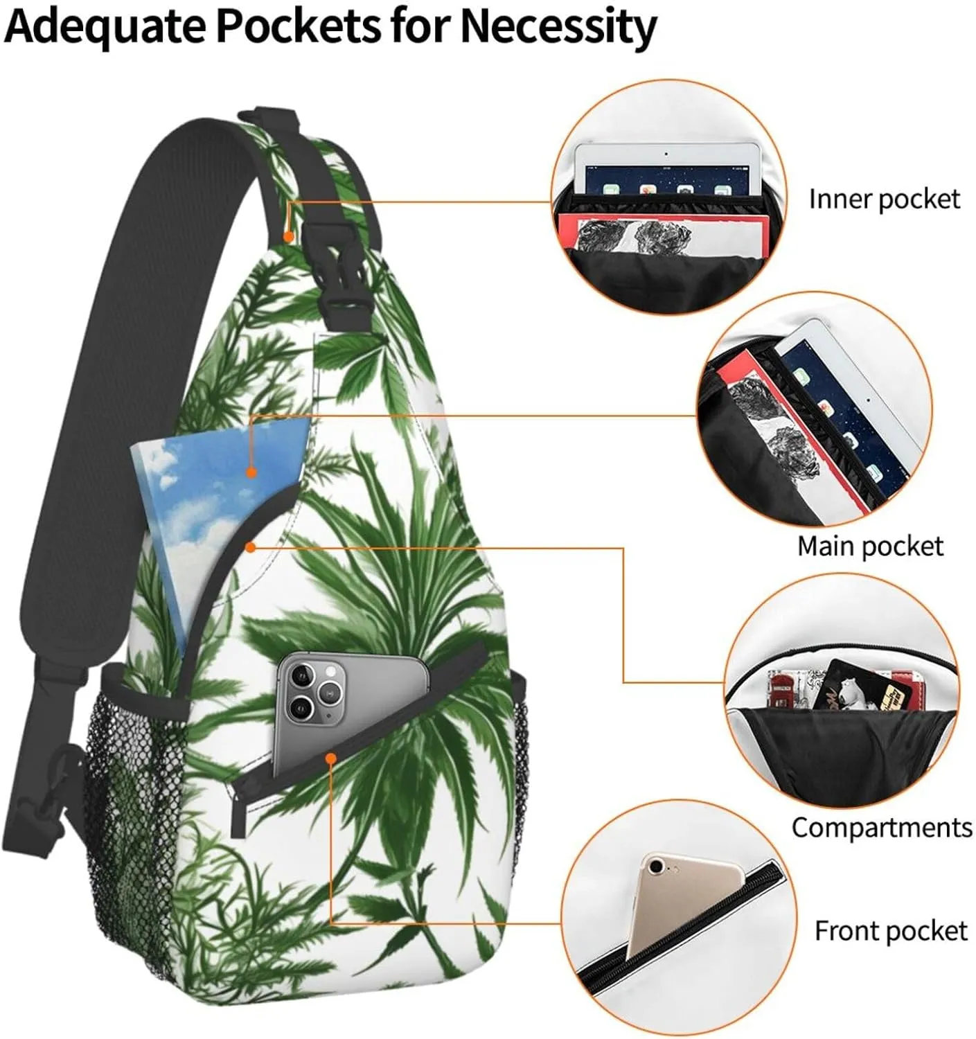 Flowers Skull Ornamental Pattern Unisex Daypack Chest Pack â€“ Lightweight & Stylish Hiking Rucksack, Versatile Messenger Bag