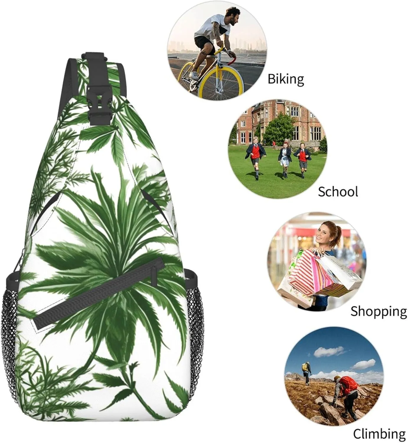Flowers Skull Ornamental Pattern Unisex Daypack Chest Pack â€“ Lightweight & Stylish Hiking Rucksack, Versatile Messenger Bag
